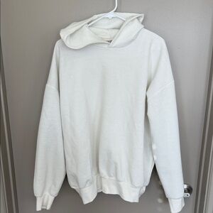 Zara Men's White Hooded Sweater